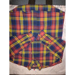Raider Jeans Men's Western‎ Button Up Shirt Size XXLarge RED YELLOW Plaid Cotton